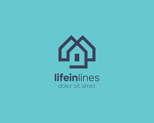 Minimalist modern house line logo