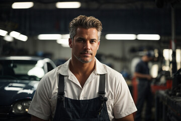 mechanic in car repair shop