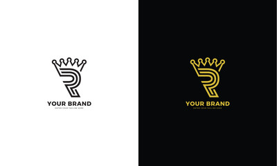 Crown letter R logo, vector graphic design