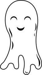 cute ghost clipart doodle element. Happy Halloween ghost cartoon vector illustration. Halloween party card invitation print, shirt or product print, sticker design