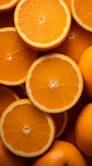 Fototapeta premium orange background. generative ai. lots of sliced ​​oranges.
