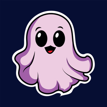 Cute Adorable Funny Pink Ghost Sticker