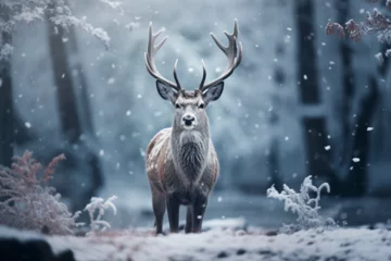 Foto auf Glas deer in winter © Joun