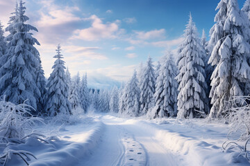 snow covered trees