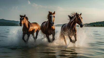  Group of Horses Running Wild