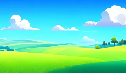 Rollo Summer landscape with green meadow and blue sky. © anamulhaqueanik