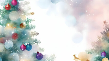 Christmas background with snowflakes and baubles. Abstract background