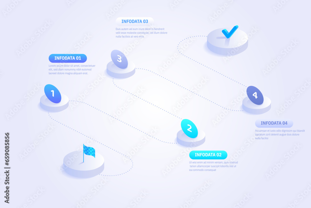 Poster 3d isometric perspective infographic. presentation slide template. step options. chart concept. can 