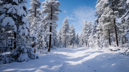 Naklejka premium Trees covered with snow