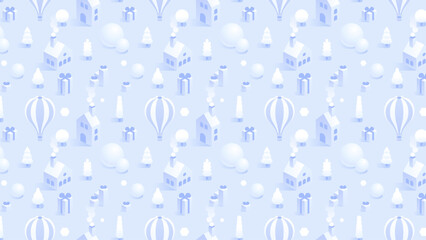 Merry Christmas and Happy New Year background for greeting cards, posters, holiday covers, banners and prints. Winter Landscape. Xmas template for web, social media. Vector Illustration