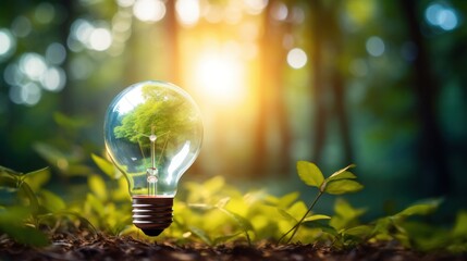 light bulb with CSR Corporate Social Responsibility, CSR and Sustainability Responsible Office, plant, green, idea, energy, environment, concept, electricity