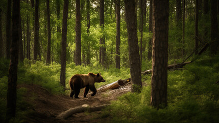 brown bear in a forest environment