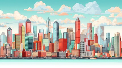 A retro-inspired, limited-color risograph illustration that captures the essence of iconic cityscapes around the world.