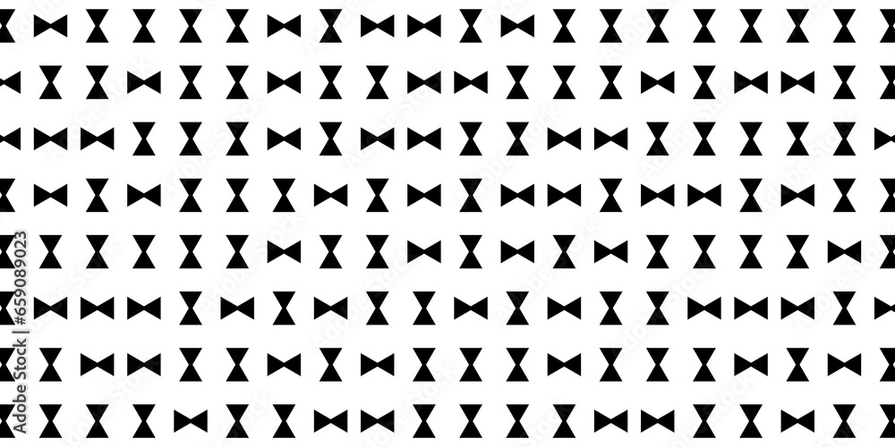 Poster abstract modern minimal black and white monochrome geometry double triangles or hourglasses rows pat