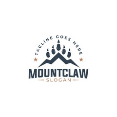 Mountain Landscape with claw logo design, rocky mountain outdoor claw Silhouette
