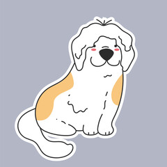 Dog pet puppy cute sticker character doodle line style concept. Vector flat graphic design illustration
