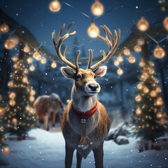 cute happy reindeer in a Christmas atmosphere