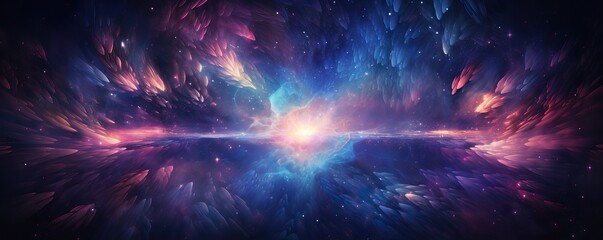 Futuristic abstract space background with nebulae and stars. Galaxy Wallpaper.   - obrazy, fototapety, plakaty