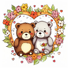 Love and Friendship Day Bears, adorable illustration representing friendship and love