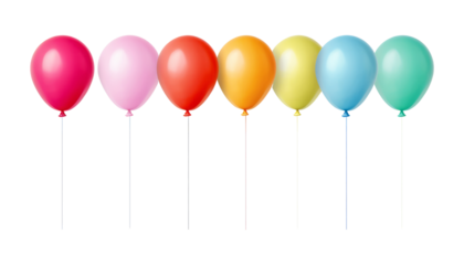 colorful balloons isolated on transparent background cutout
