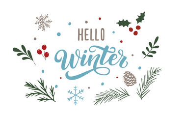 Hello winter background. Vector illustration