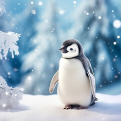 Fototapeta premium Animal life, adorable penguins in the snow