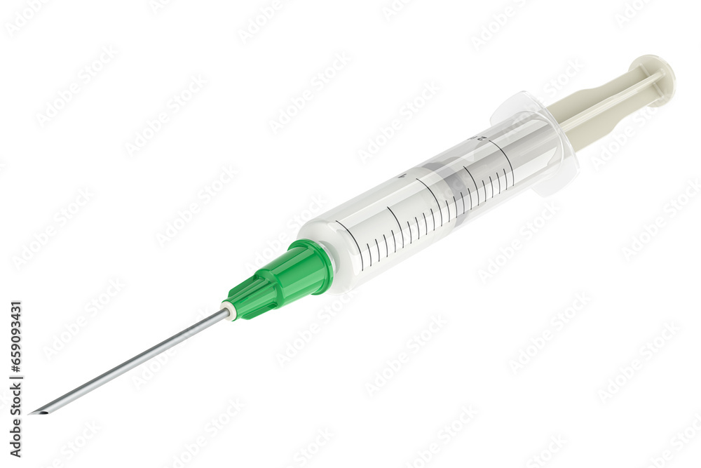 Poster syringe with drug, 3d rendering isolated on transparent background