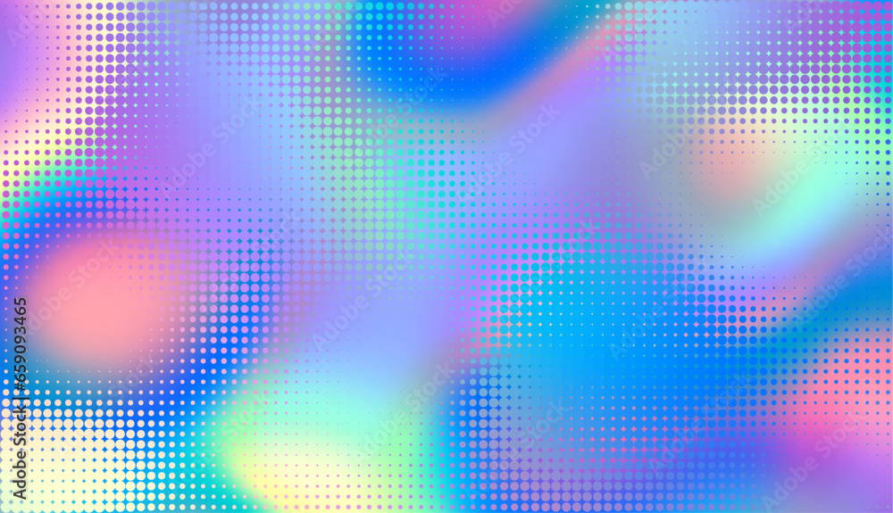 Poster abstract defocused horizontal background with pop art halftone dots. vector image.