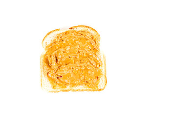 Peanut buttered toasted bread isolated over white