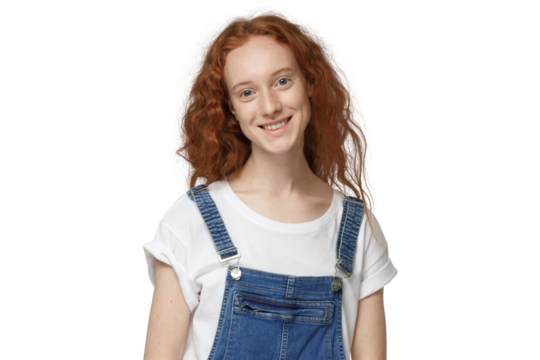 Portrait of smiling curly redhead girl