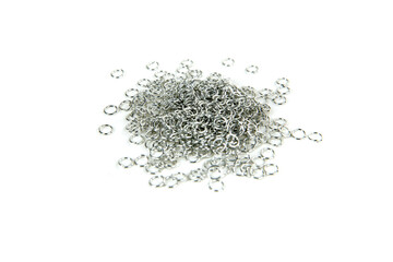 Pile of silver jump rings for jewelry making
