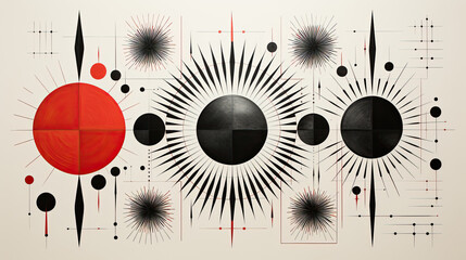 abstract black and white dot circle and line background 