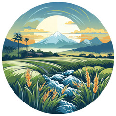  rice and rice field logo