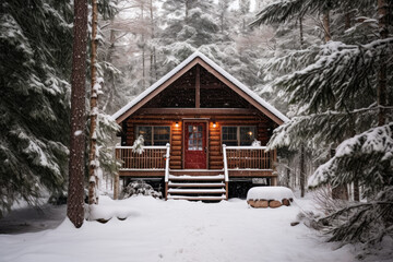 wooden house in the woods