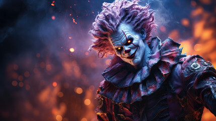 spooky Halloween monster Clown - obrazy, fototapety, plakaty