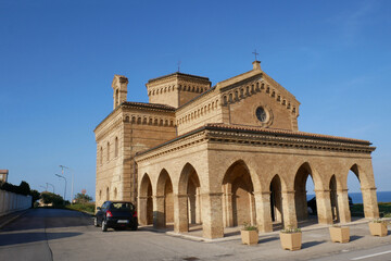 Fototapeta na wymiar Small church of Santa Maria di Pennaluce built by the Marquis D'Avalos around 1500