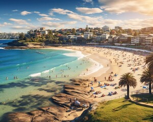 Obraz premium The famous landmarks beach in Australia are Bondi Beach.