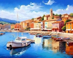 Fototapeta na wymiar beautiful view of the small town of Snt-Tropez France.