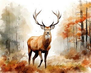 picture of a beautiful stag in a forest.