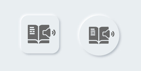 Fototapeta premium Audio book solid icon in neomorphic design style. Learning signs vector illustration.