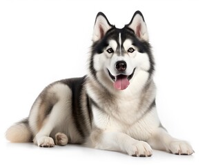 Naklejka na ściany i meble The Alaskan Malamute breed dog is isolated on a white background.