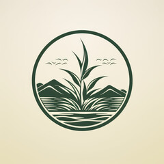 rice and rice field logo