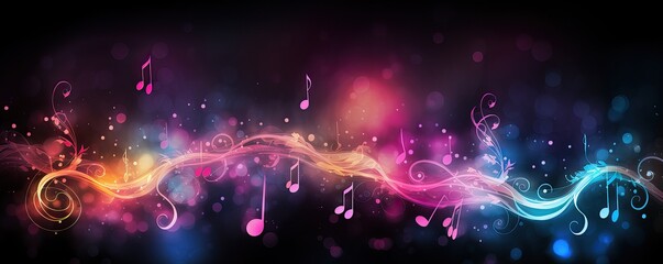 Abstract music background with musical notes and bokeh. musical note background. - obrazy, fototapety, plakaty