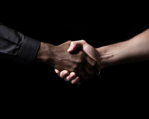 handshake between two people on a black background.