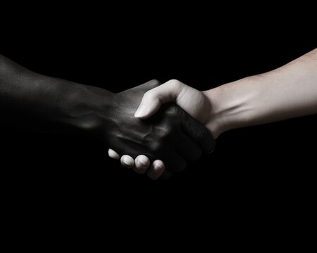 handshake between two people on a black background.