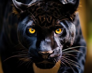 closeup of a black panther.