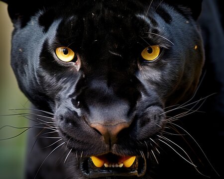closeup of a black panther.