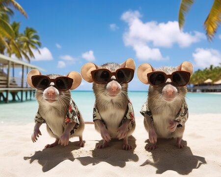 three blind mice and a rat in the picture.
