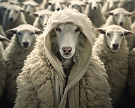 an image of a wolf in sheeps clothing to blend in with the wolf.