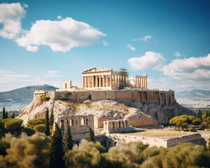 Fototapeta premium Parthenon is on akropolis hill in Athens.